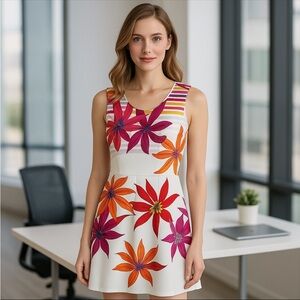 Metaphor Women’s Floral A-Line Dress Size 10 Sleeveless Fit Flare Career Church